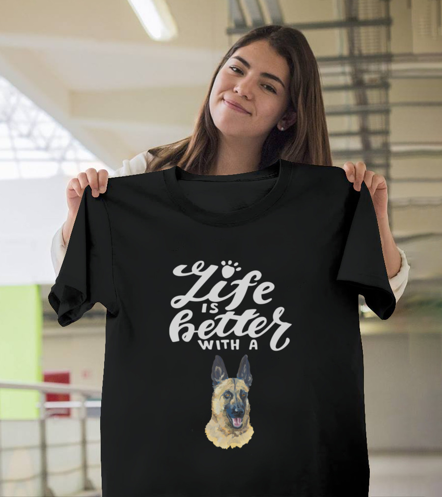 Life Is Better With A Malinois Dog Paw T-Shirt