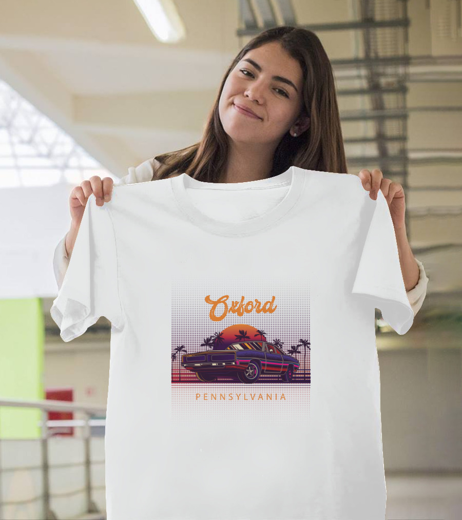 Oxford Pennsylvania Vintage Muscle Car Sunset Retro T-Shirt