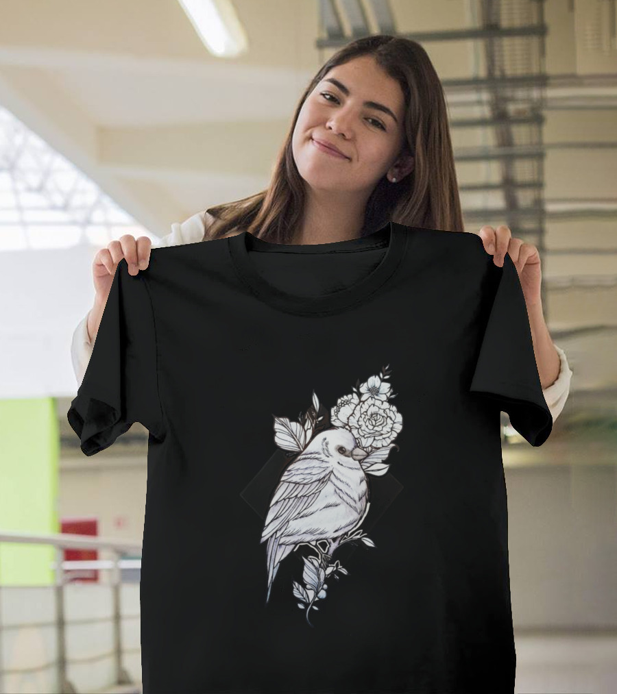 Bird Tattoo Floral T-Shirt