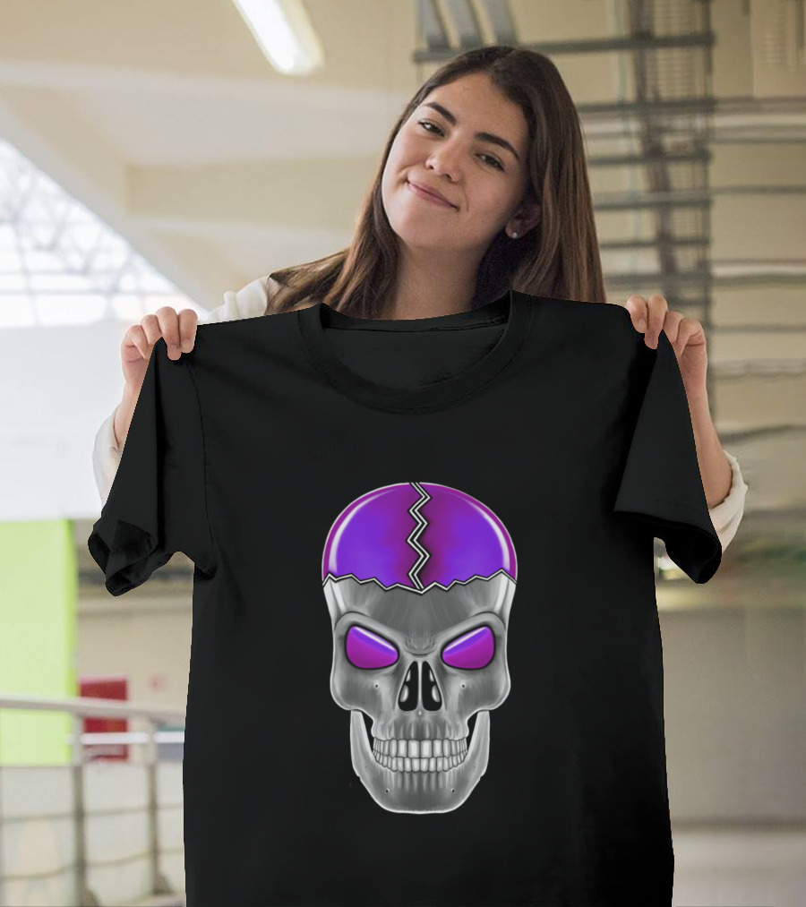 Purple Cracked Skull With Transparent Accents T-Shirt