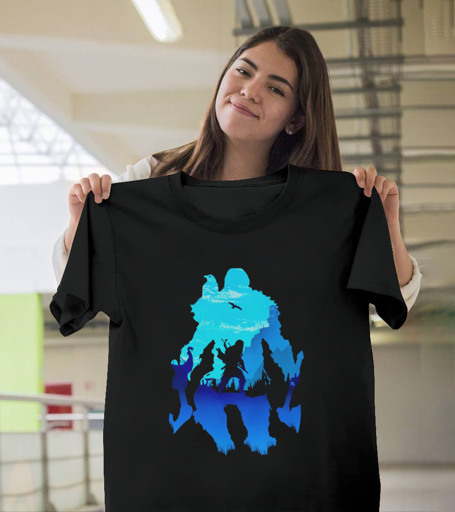 Assassin's Creed Valhalla Viking Silhouette with Ravens and Warrior T-Shirt