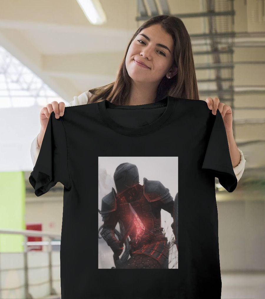 Dawnguard Rune Axe Warrior in Armor with Glowing Axe T-Shirt