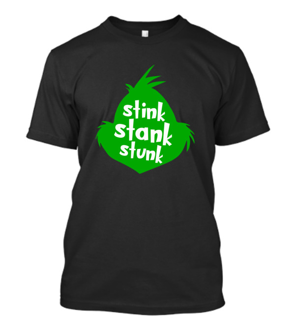 Funny Christmas Stink Stank Stunk Grinch Face Silhouette Holiday Joke T-Shirt