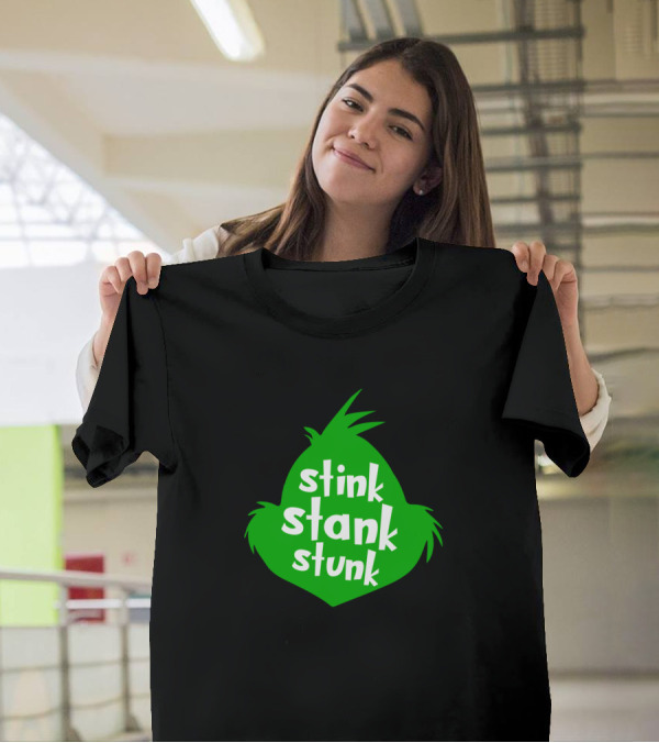 Funny Christmas Stink Stank Stunk Grinch Face Silhouette Holiday Joke T-Shirt