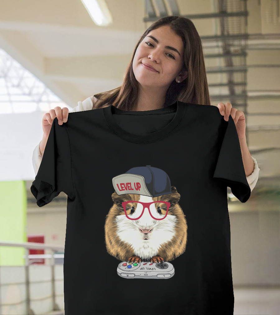 Level Up Guinea Pig Video Game Wildlife Animal T-Shirt