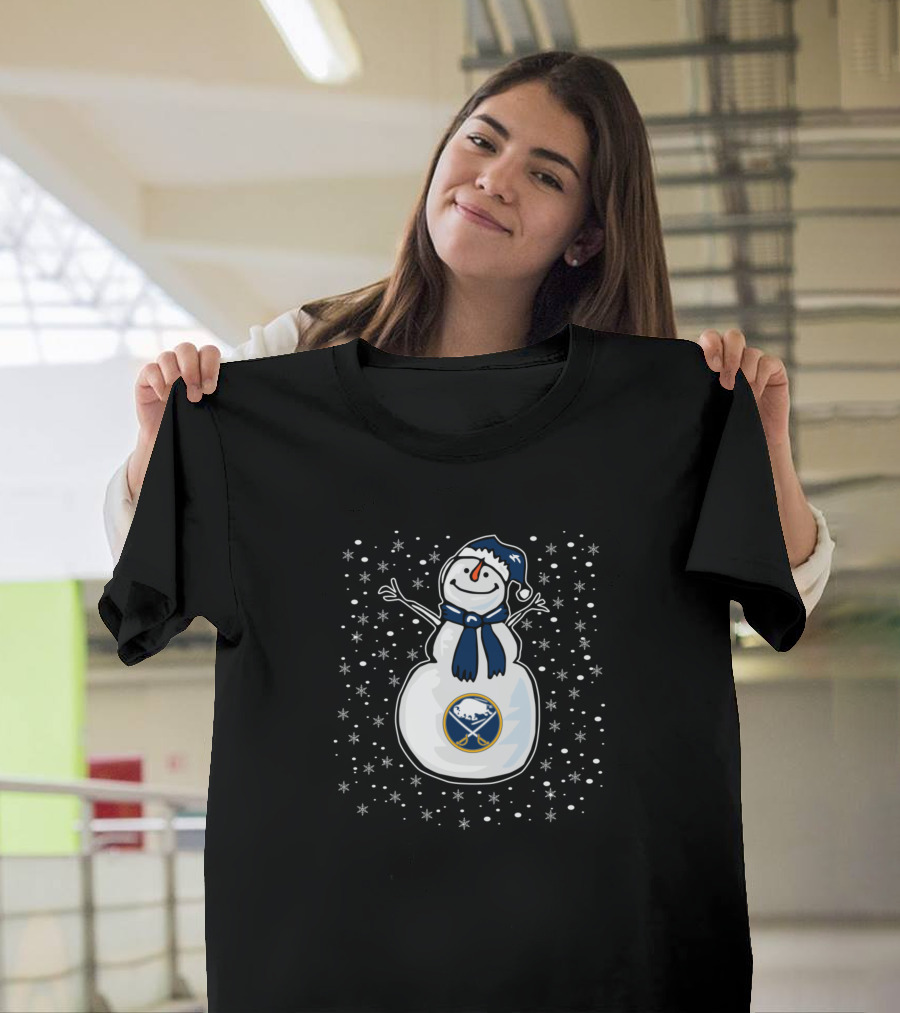Buffalo Sabres Fan Festive Snowman Holiday T-Shirt