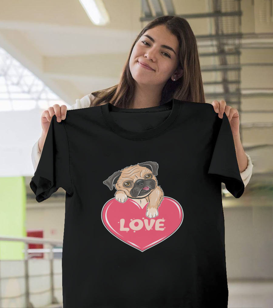 Pug Dog Love Valentine Puppy T-Shirt