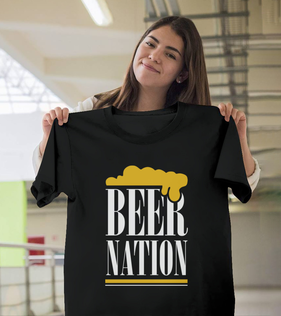 BEER NATION Foamy Mug Top Text Bold Iconic T-Shirt