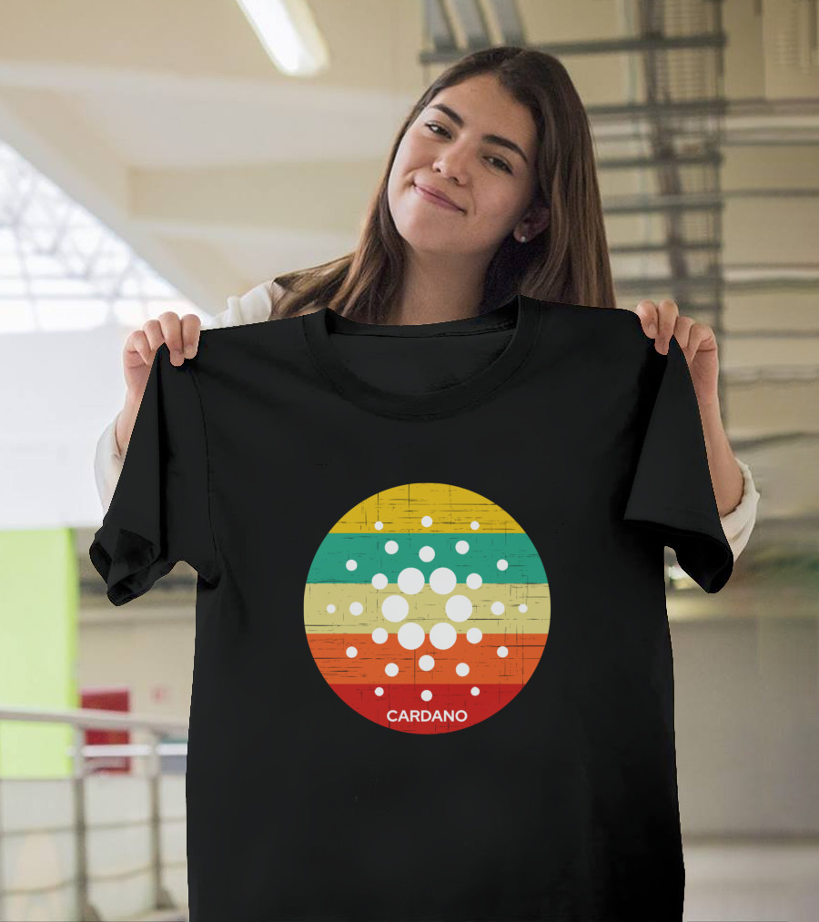 Cardano Ada Cryptocurrency Retro Stripes Grunge T-Shirt