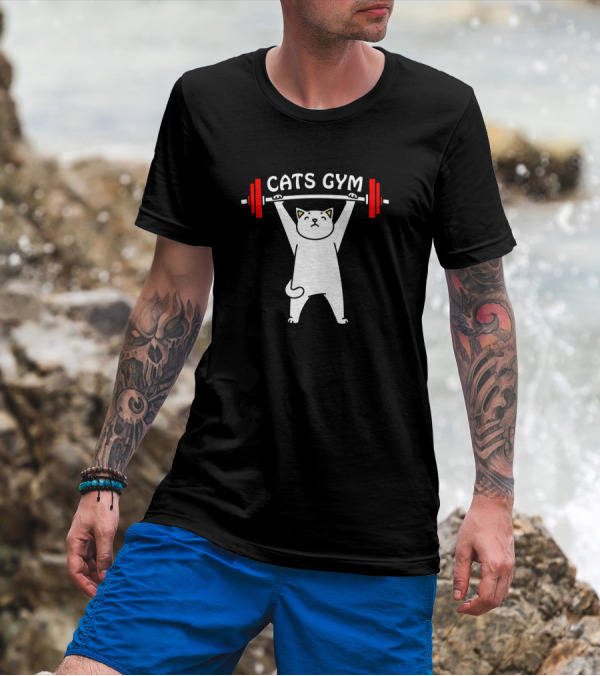Cats Gym Fitness Bodybuilding Weightlifting Powerlifting Cat Lifting Weights T-Shirt