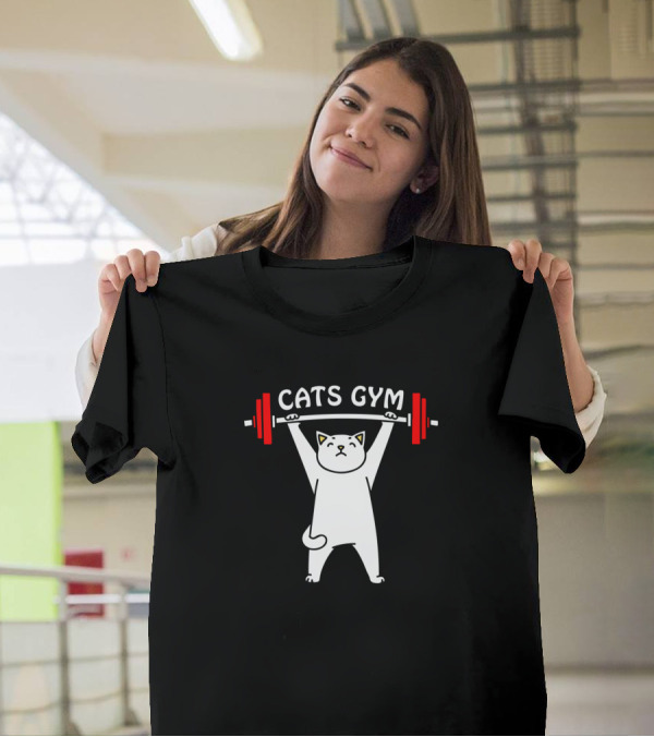 Cats Gym Fitness Bodybuilding Weightlifting Powerlifting Cat Lifting Weights T-Shirt