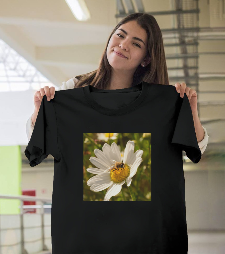 Flower with Bee on White Petals T-Shirt