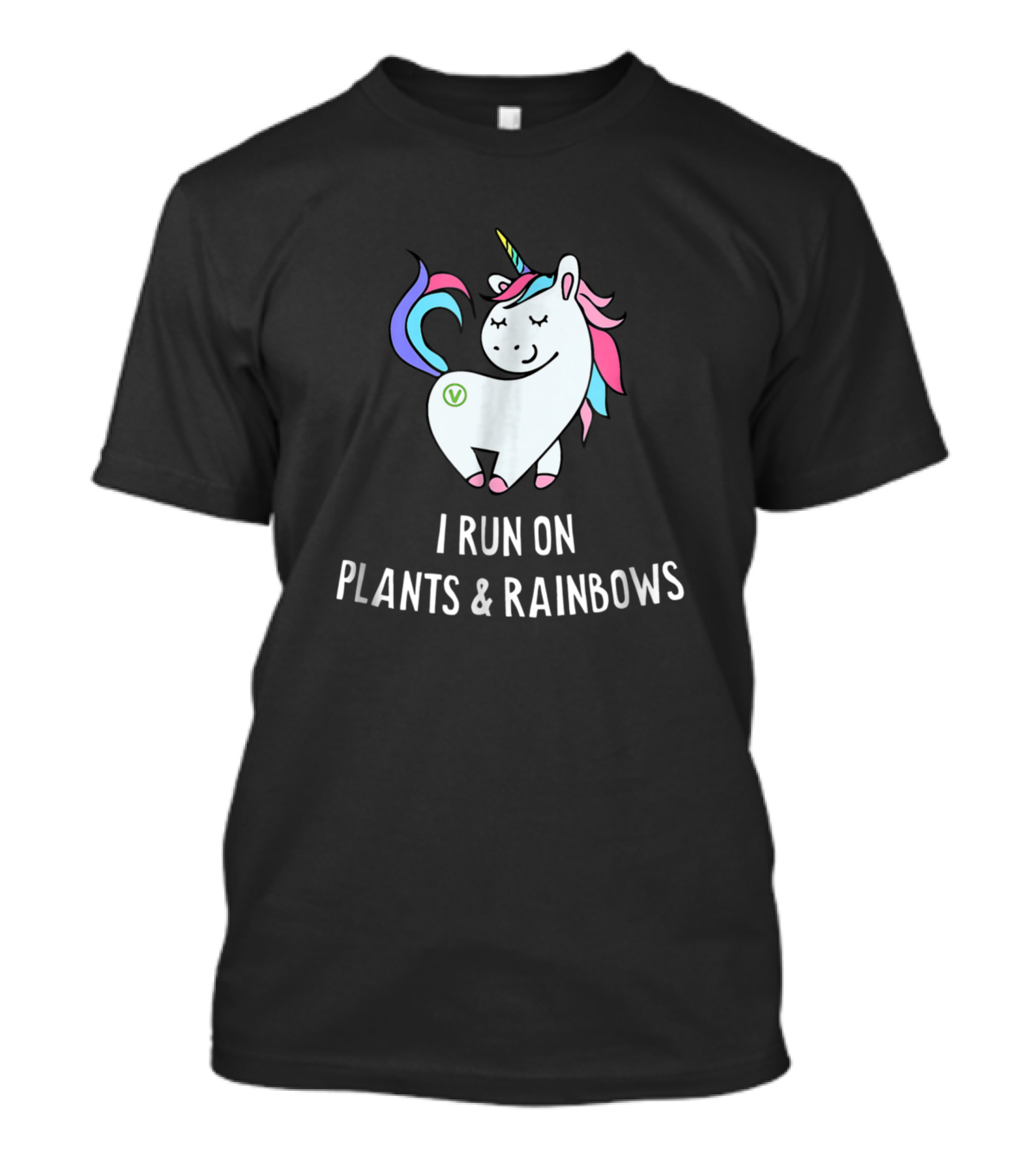 Vegan Unicorn Running On Plants And Rainbows T-Shirt
