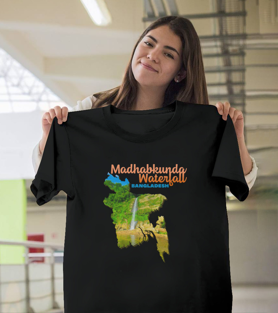 Madhabkunda Waterfall Bangladesh Majestic Map T-Shirt