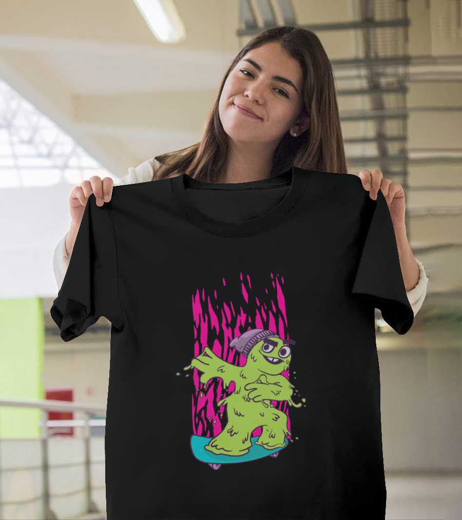Skater Booger Monster Neon Slime Skateboarding Creature T-Shirt