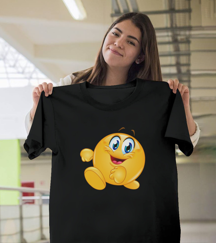 Walking Emoji Happy Face Character T-Shirt