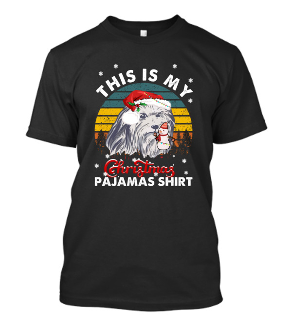 This Is My Christmas Pajamas Shirt Lowchen Vintage Snowman Santa Hat T-Shirt