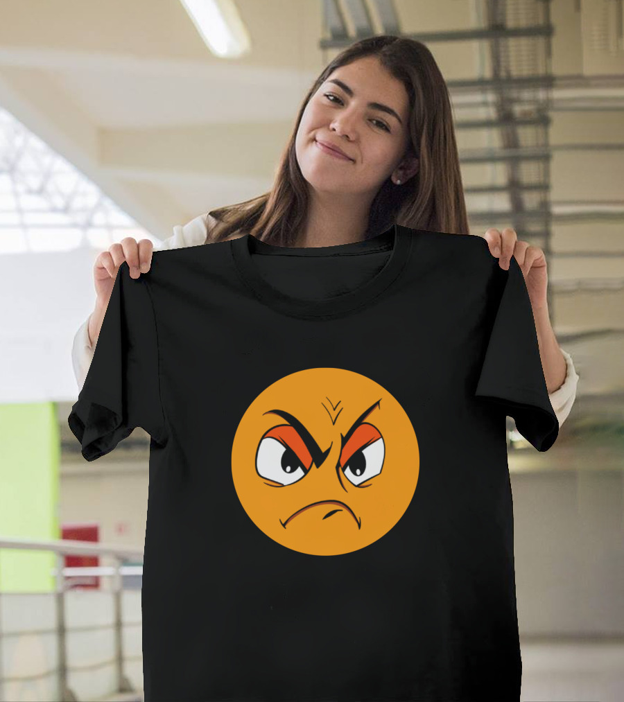 Angry Emoticon Face with Furrowed Brows and Pursed Lips T-Shirt