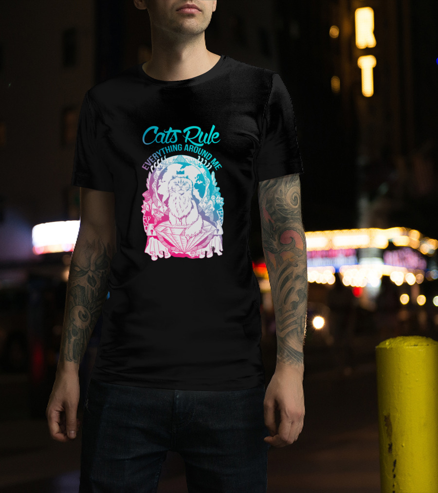 Cats Rule Everything Around Me Dual Color Regal Feline T-Shirt