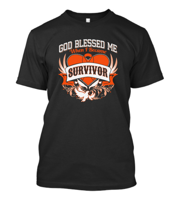 God Blessed Me When I Became Survivor Heart Ribbon Wings Dove T-Shirt
