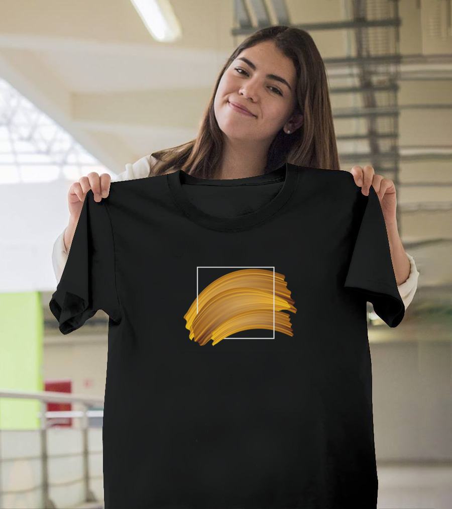 Gold Paint Streaks Abstract Brushstroke T-Shirt