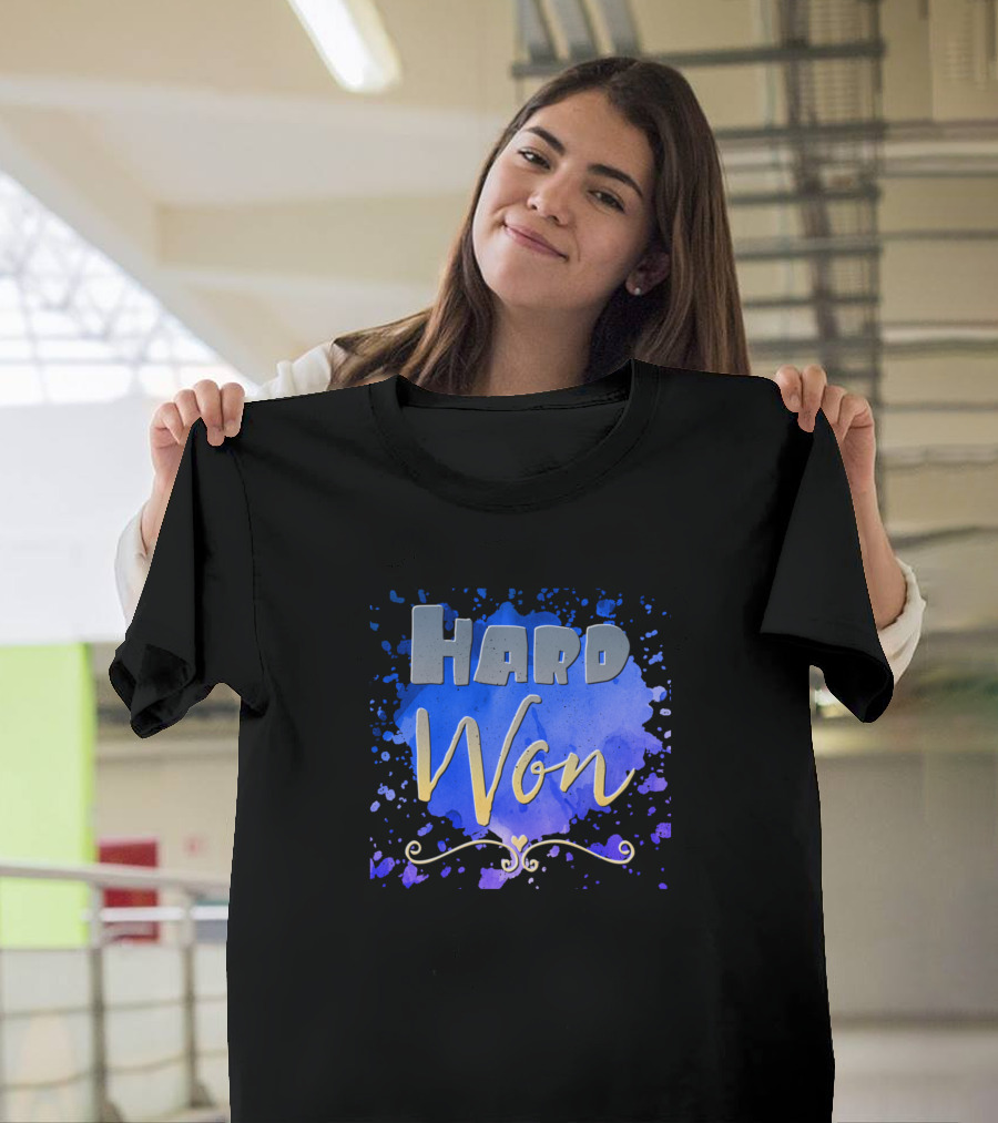 HARD WON Blue and Gold Splatter T-Shirt