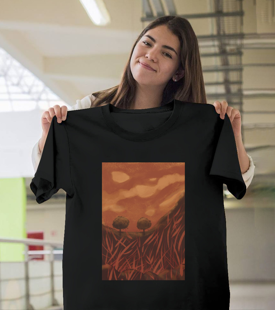 Hot Summer Sunset with Trees and Red Sky T-Shirt