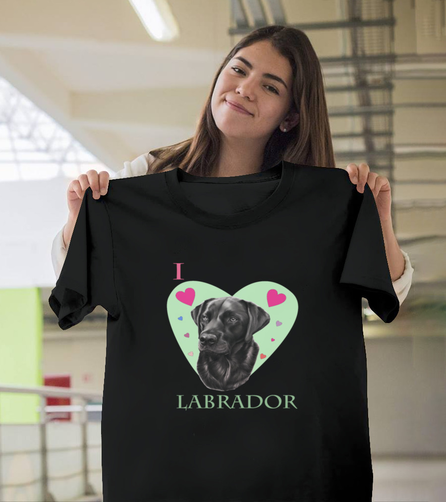 I Love Labrador Puppy with Heart Background T-Shirt