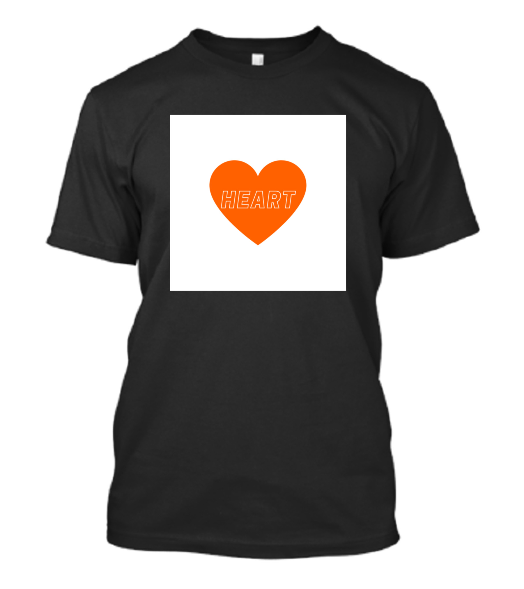 Minimalistic Orange Heart With HEART Text T-Shirt