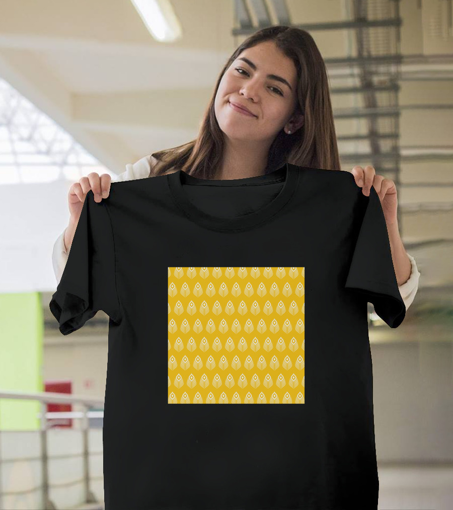 Peacock Feather Pattern Yellow Repeating T-Shirt