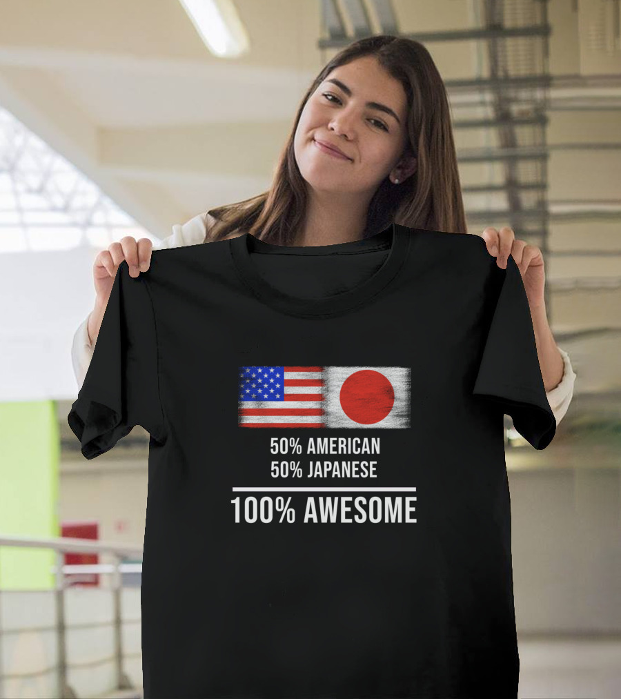 50% American 50% Japanese 100% Awesome Flags T-Shirt