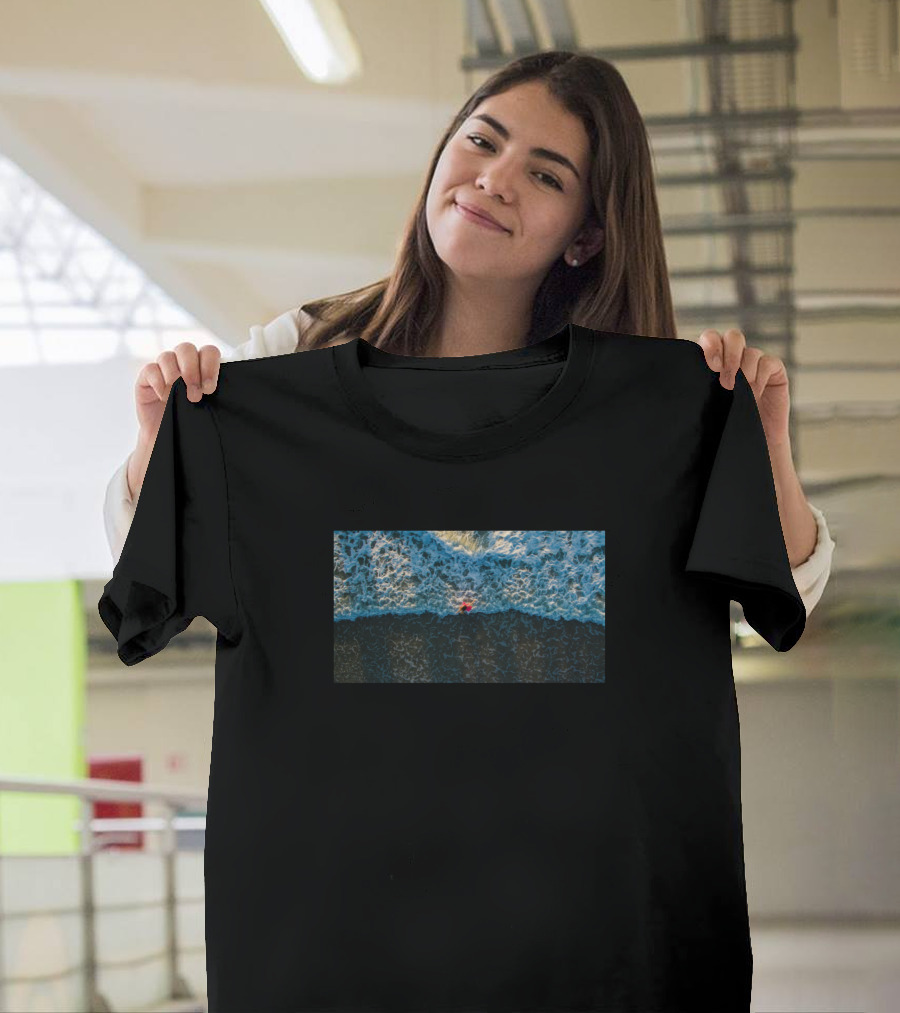 Beach Coast Shore Sea Ocean Waves Aerial Perspective T-Shirt