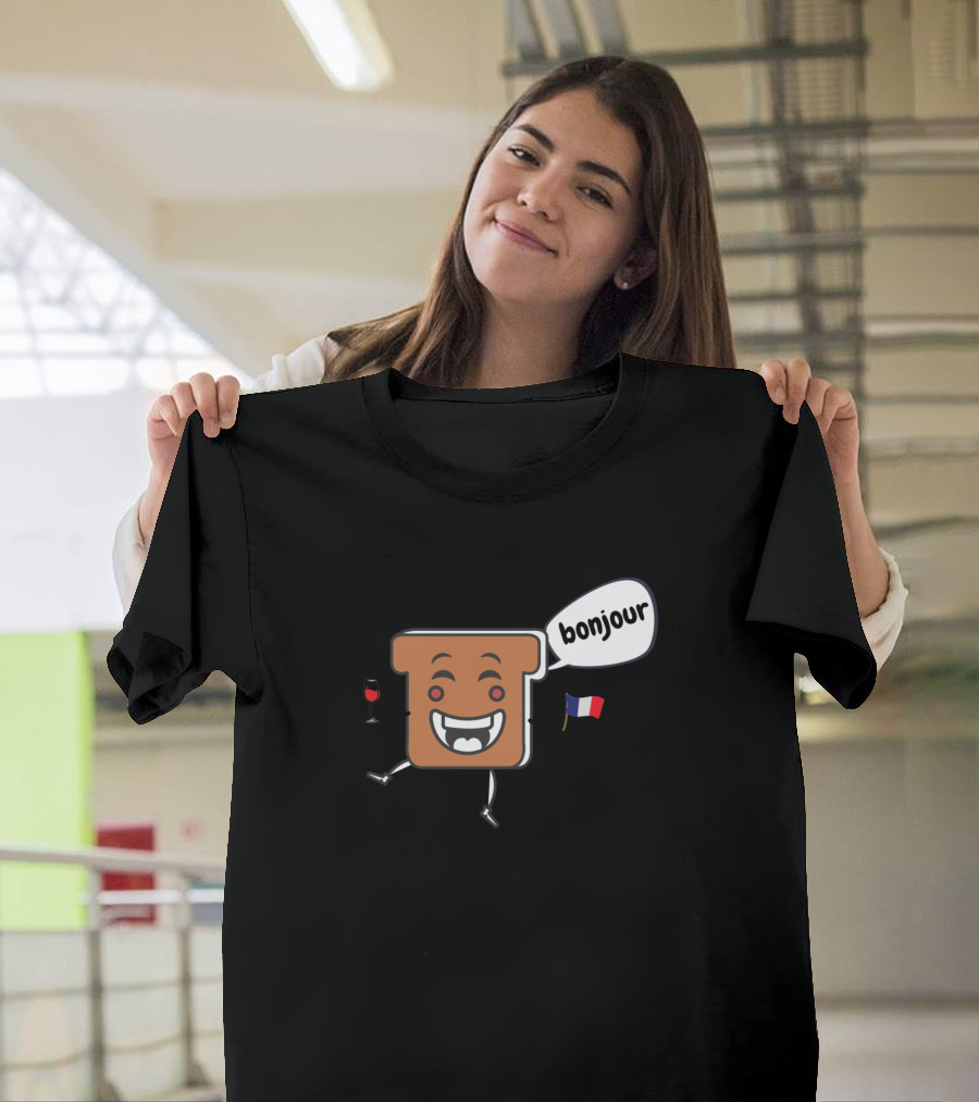 Bonjour Toast French Flag Wine Greetings T-Shirt