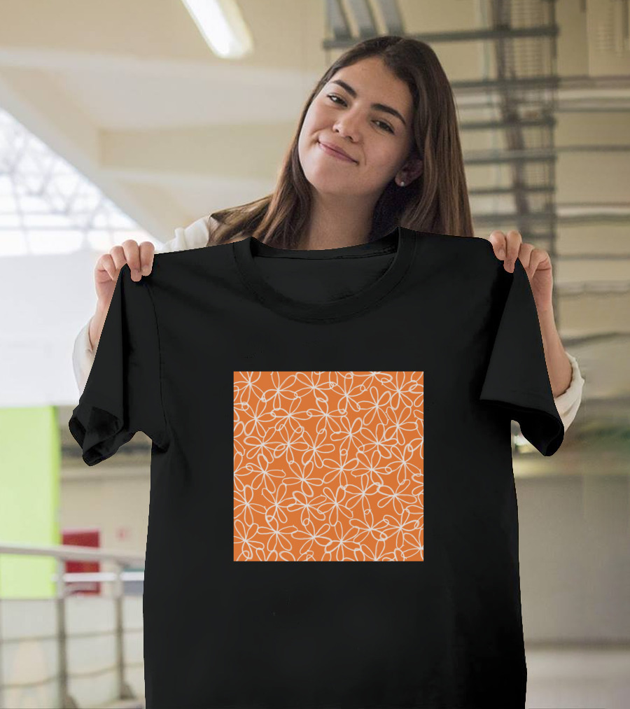Doodle Daisies Orange Daisy Neck Gaiter Floral Pattern Neck Gator T-Shirt