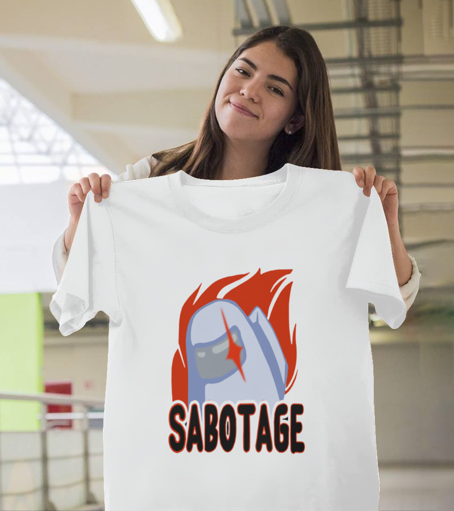 White Among Us Sabotage Crewmate Flame T-Shirt