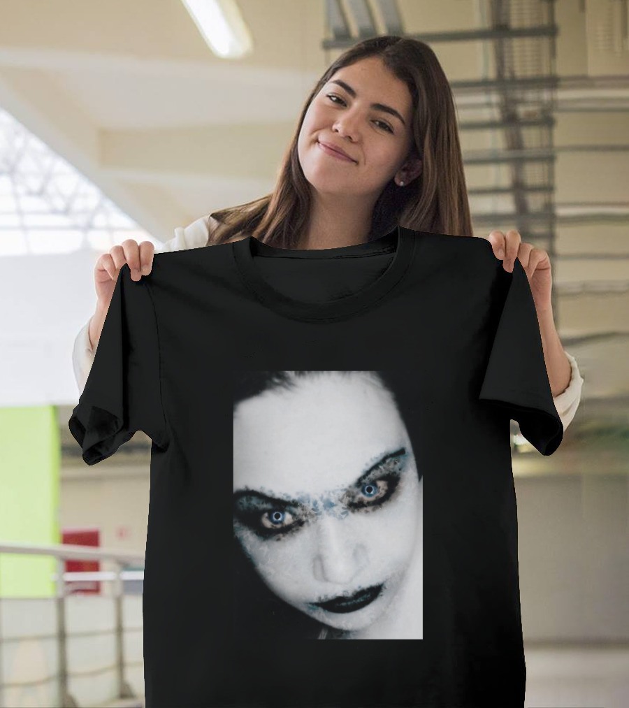 Beautiful Goth Face with Intense Blue Eyes T-Shirt