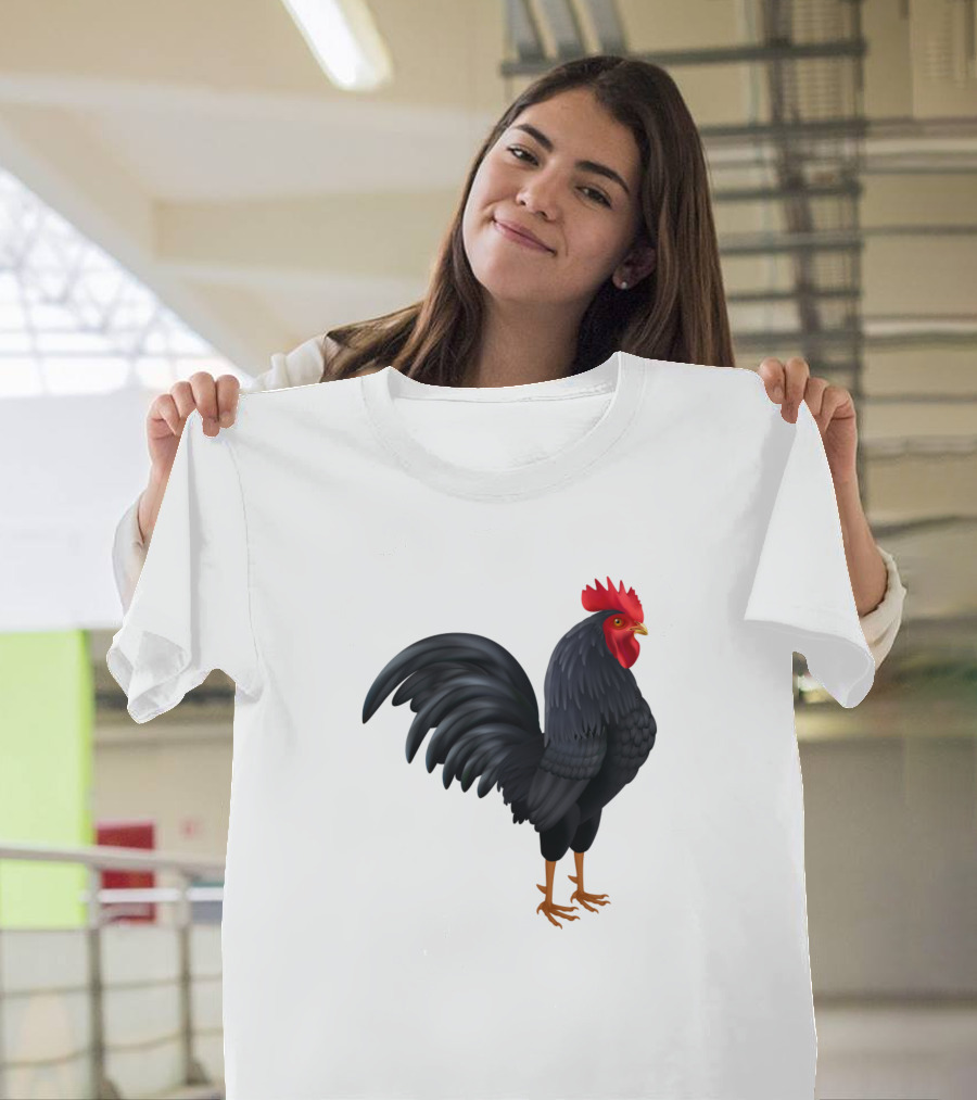 Black Rooster Detailed T-Shirt