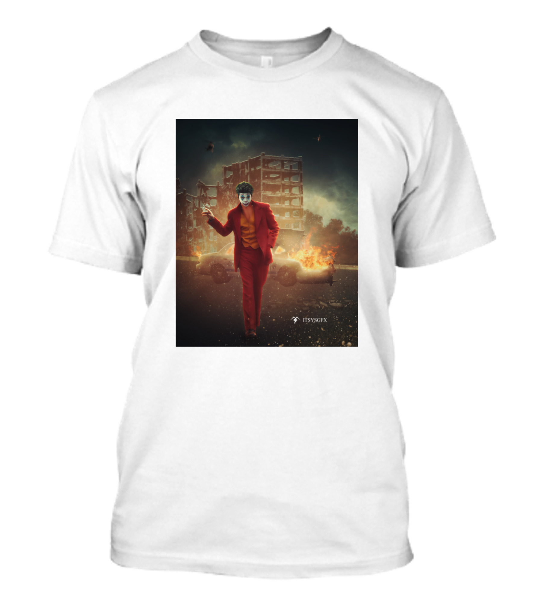 Jaehyun Joker Red Suit Burning City Scene By ItsYGFX T-Shirt