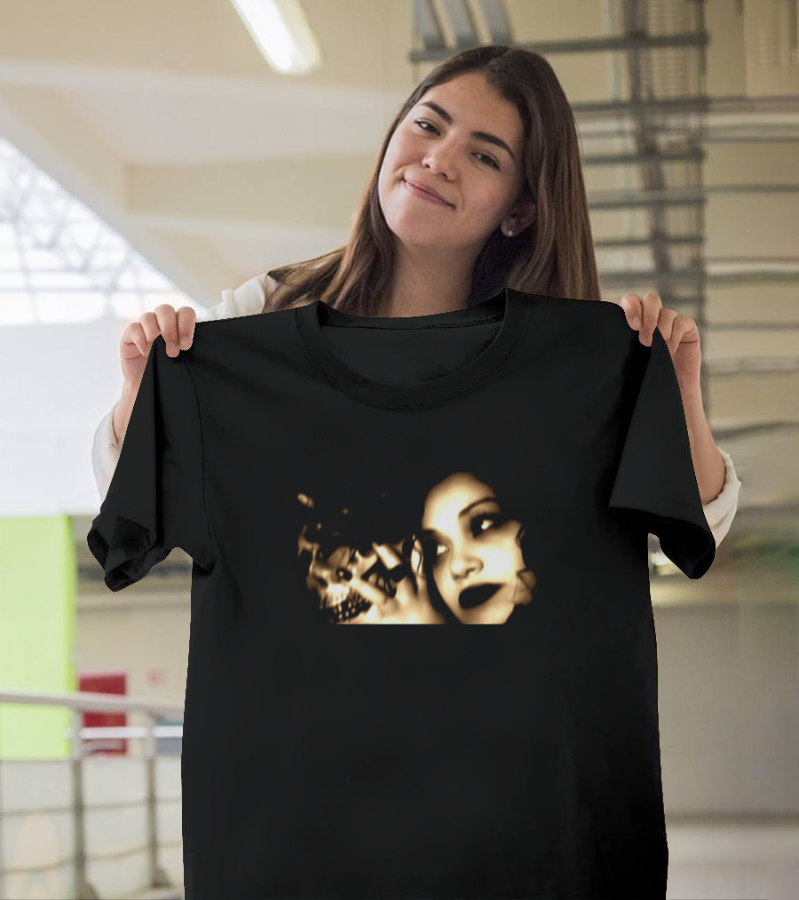 Pretty Goth Girl With Skull Dark Aesthetic T-Shirt