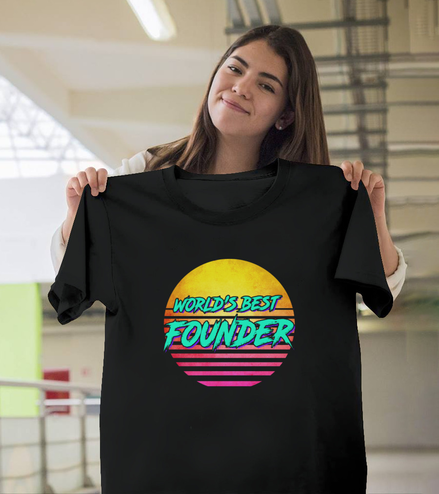 World's Best Founder Retro Sunset T-Shirt
