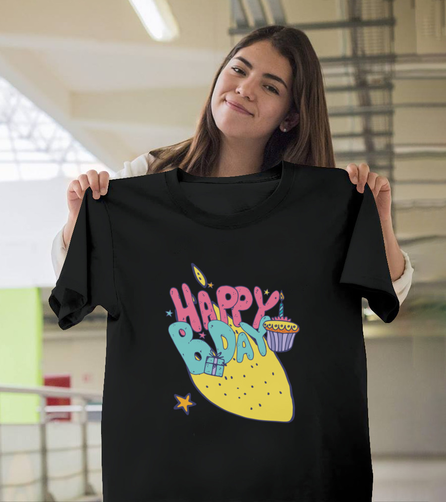 Happy Bday Present and Cake Celebration Burst T-Shirt