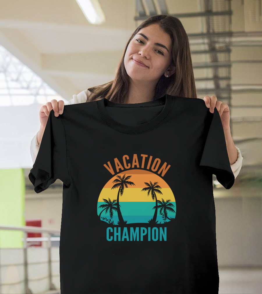 Vacation Champion Tropical Sunset Palm Trees Retro Vibes T-Shirt