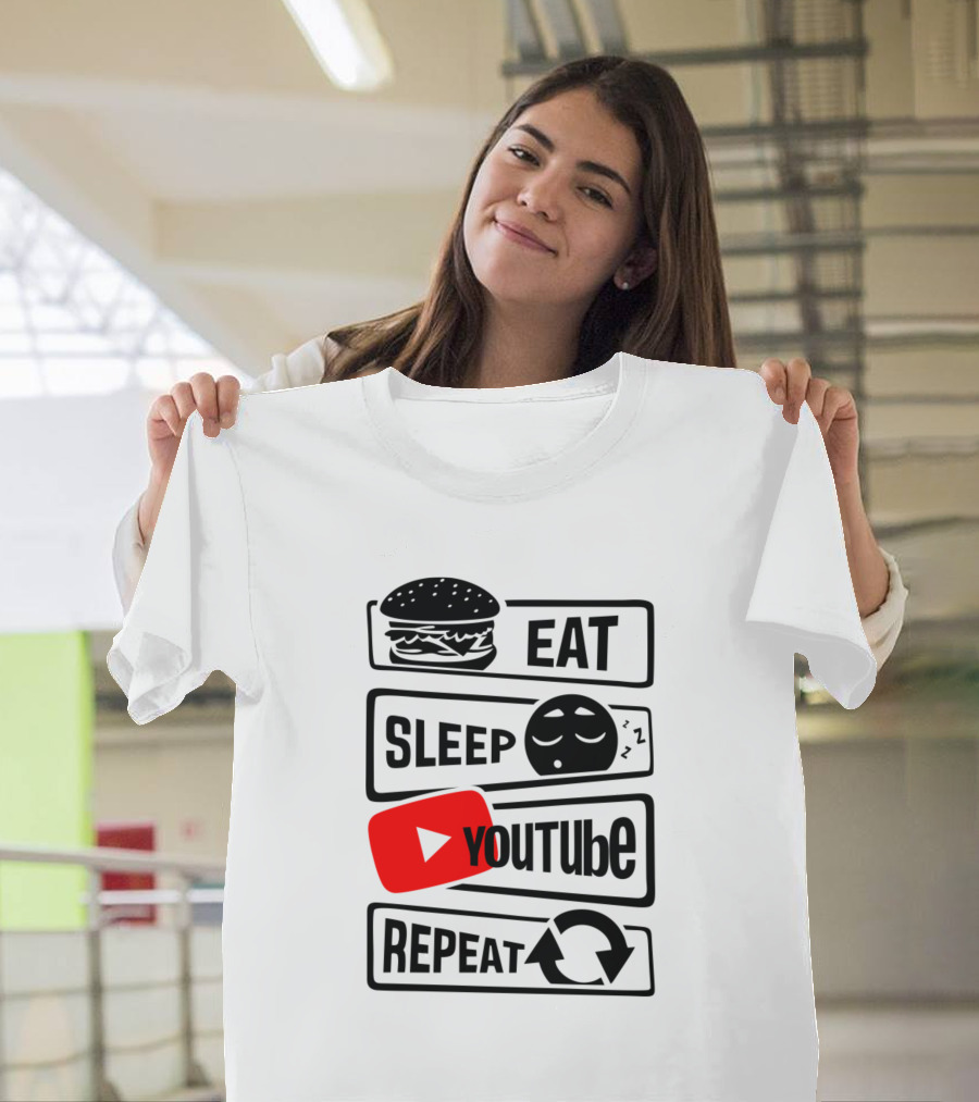 Eat Sleep Youtube Repeat Hamburger Icon Play Button Cycle T-Shirt