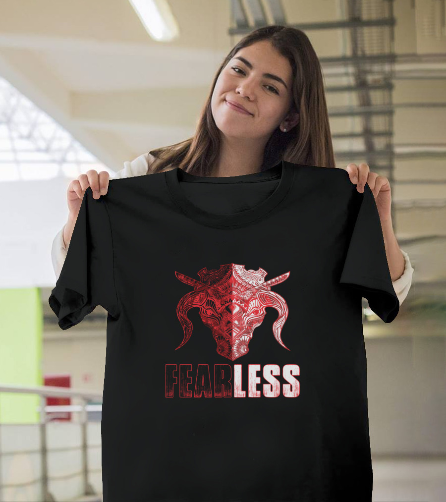 Fearless Red Tribal Bull Head T-Shirt