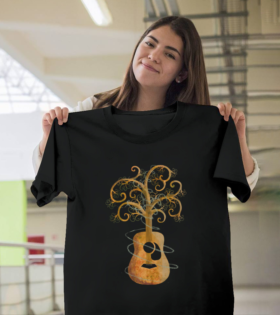 Guitar Tree Spiral Branches Harmony T-Shirt