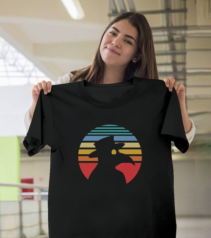 Plague Doctor Silhouette Retro Sunset Colors T-Shirt