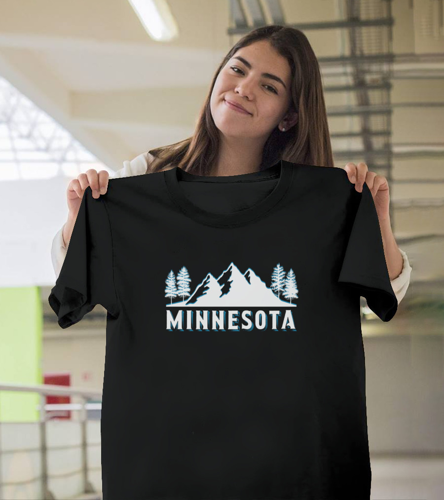 Minnesota Retro Vintage Mountain Landscape with Pines T-Shirt