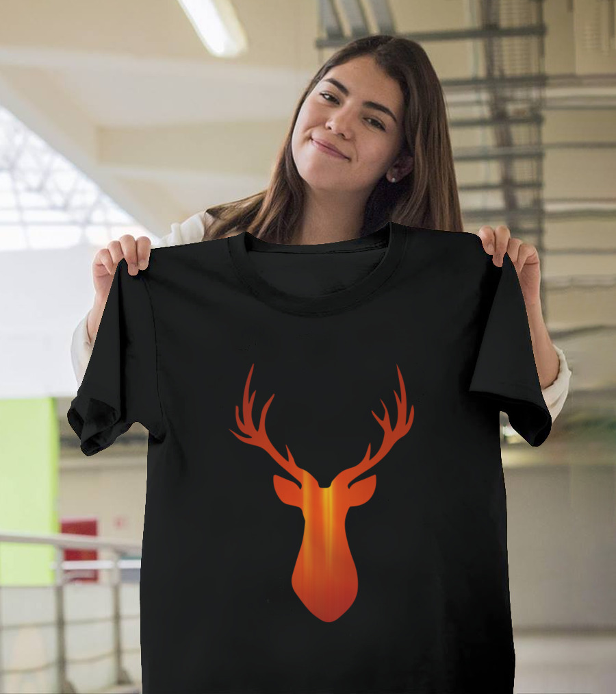 Deer Head Red Orange Gradient T-Shirt