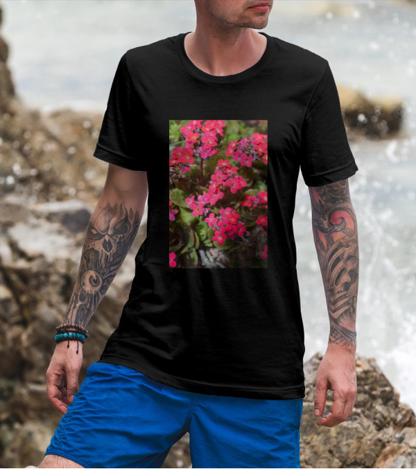 Red Flowers In The Garden Vibrant Blossoms Foliage T-Shirt
