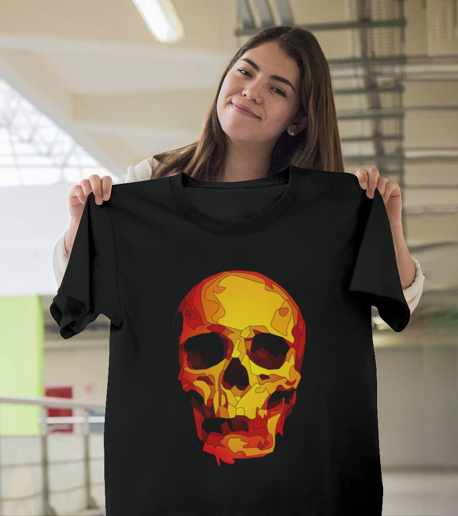 Skull Orange Red Yellow Layers T-Shirt
